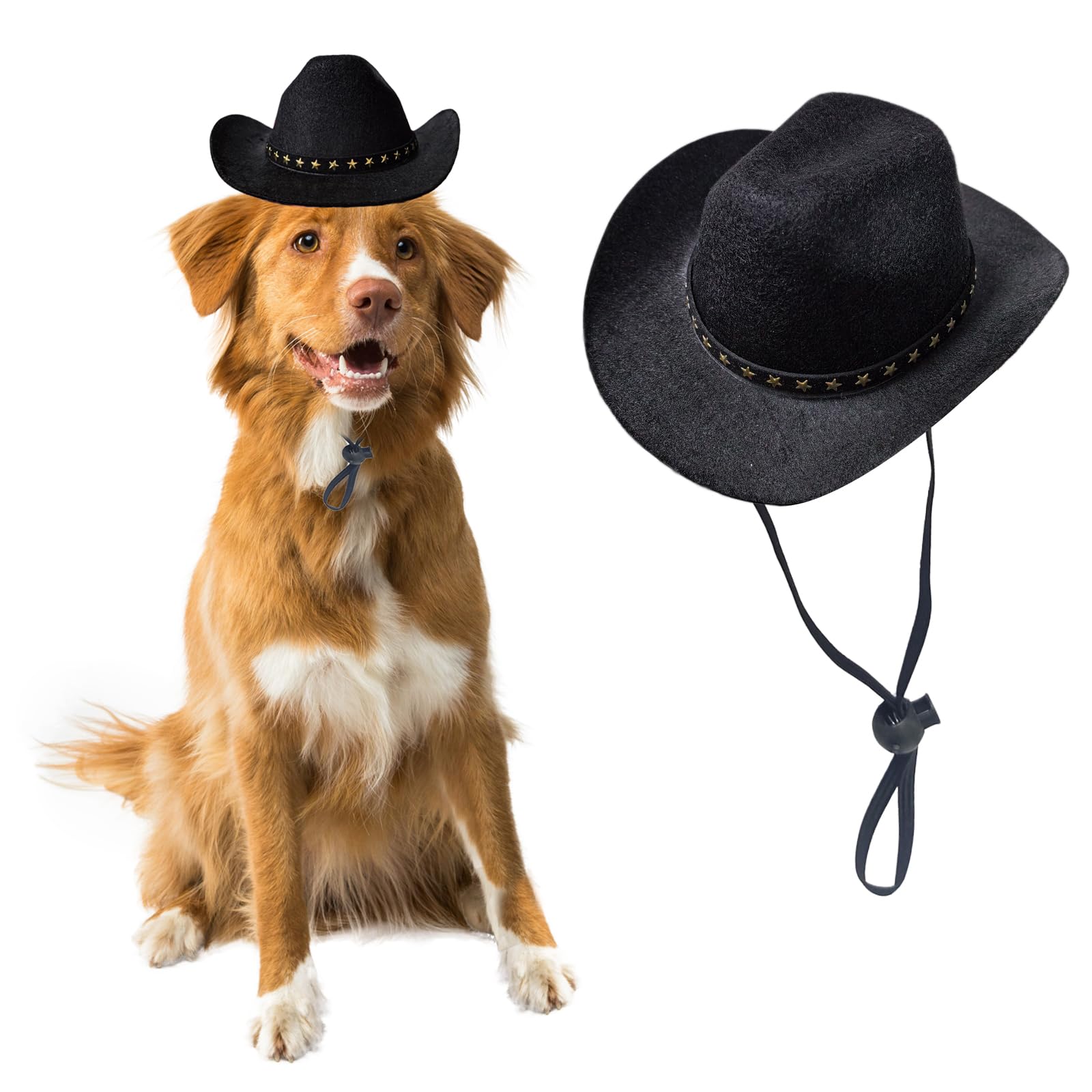 AWOCAN Dog Cowboy Hat Cat Cowboy Hat Pet Cowboy Costume Mini Cowboy Hat for Dogs Cat Holiday Halloween Pet Party Decoration (Black, Large)