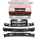 New Front Bumper Primed Steel + Grille Without Chrome Center Bar + Lower Valance Textured Without Fog Light Holes For 1998-20