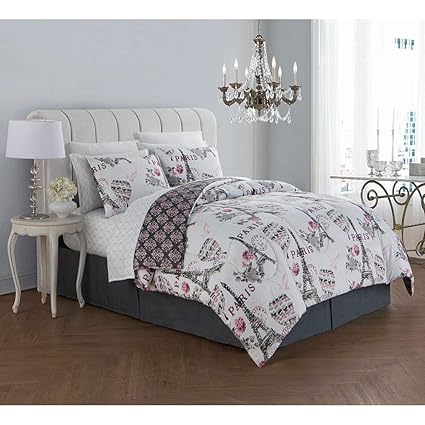 Amazon Com 8pc Adorable Paris Theme Pink Shabby Chic