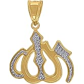 Jewels By Lux 10kt Two-Tone Diamond-Cut Gold Mens Religious Allah Pendant