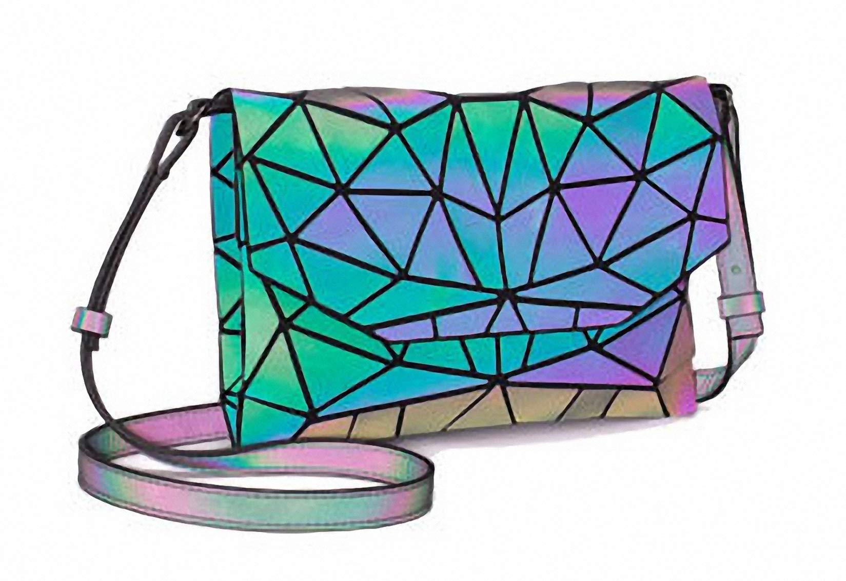 Ulalaza Geometric Luminous Tote Bag Holographich Purses and Handbags Flash Reflactive Crossbody Bag for Women