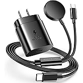 2 in 1 for Samsung Watch Charger,25W USB C Charger Fast Charging Compatible with Galaxy Watch 8/8 Classic/Ultra/7/6-3/Active/FE Galaxy S25 Ultra/S24-S20/A14/A54/Z Fold 6/5/Z Flip 6/5(4.1FT)