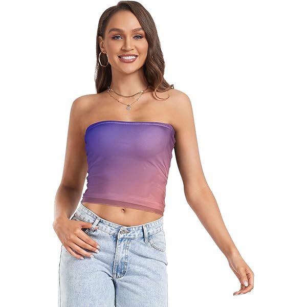 UMIRIKO Chocolate Blue Women's Strapless Hollow Out See Through