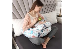 BABYLIAN Nursing Pillow for Breastfeeding,Ergonomic Baby Feeding Pillows with Removable Washable Cotton Slipcover, Adjustable Waist Strap,Plus Size,More Support for Mom and Baby(Underwater World) 新品