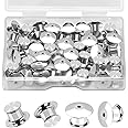 Ceryvop 30 PCS Locking Pin Backs Locking Pin Keepers Clasp, Metal Pin Locks Back