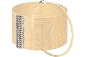 18 PCS Bamboo Embroidery Hoops Set, 12 Inch Adjustable Cross Stitch Rings in Bulk for Needlework, Sewing and Crafts, with Easy Loosen Tighten Mechanism, Ideal for Gifting and Decorating, by GNIEMCKIN.