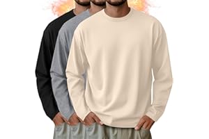 Velvelhall 3 Pack Mens Long Sleeve Shirts Crew Neck Thermal T-Shirt Thick Pullover Basic Tops Casual Comfortable Sweatshirt