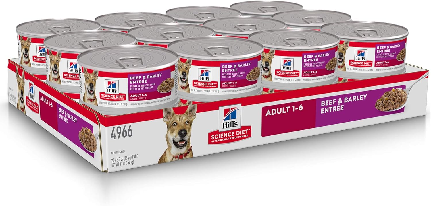Hill's Science Diet Adult Wet Dog Food, Beef Barley Entrée Canned Dog