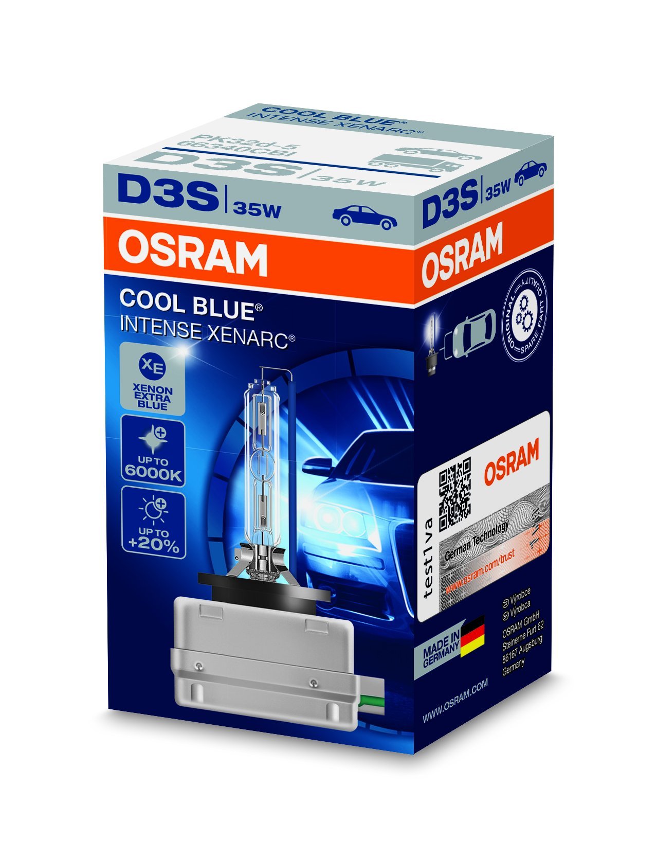 OSRAM XENARC COOL BLUE INTENSE D3S HID xenon arc tubes, discharge lamp, 66340CBI, Faltschachtel (1 Stück)