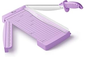 Firbon 12" Guillotine Paper Cutter with Hidden Ruler, Compact Heavy Duty 12-Sheet Capacity Trimmer for Cardstock, Photos, Scrapbooking, Office, Classroom, Studio (Purple)