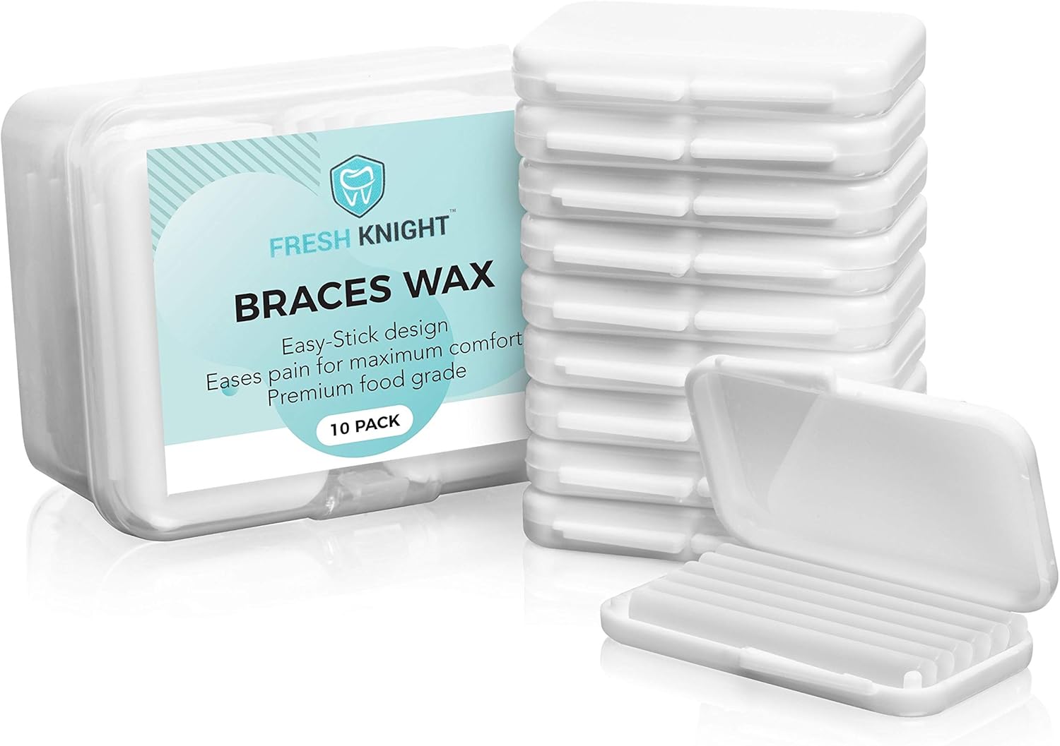 Braces Wax,10 Pack White Cases. Dental Wax for Braces. Unscented & Flavorless Premium