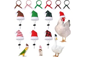 JUNEBRUSHS Mini Santa Hats & Scarves, 12 Pcs Pet Christmas Accessories - Red, Green, White - Adjustable, Fits Small Breeds - Rabbit, Chicken, Duck, Cat, Hamster, Guinea Pig, Ferret, Hedgehog