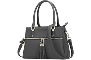 KKXIU Women Satchel Bags Handle Shoulder Handbags and Purses Pockets Zipper Leather Crossbody Bags