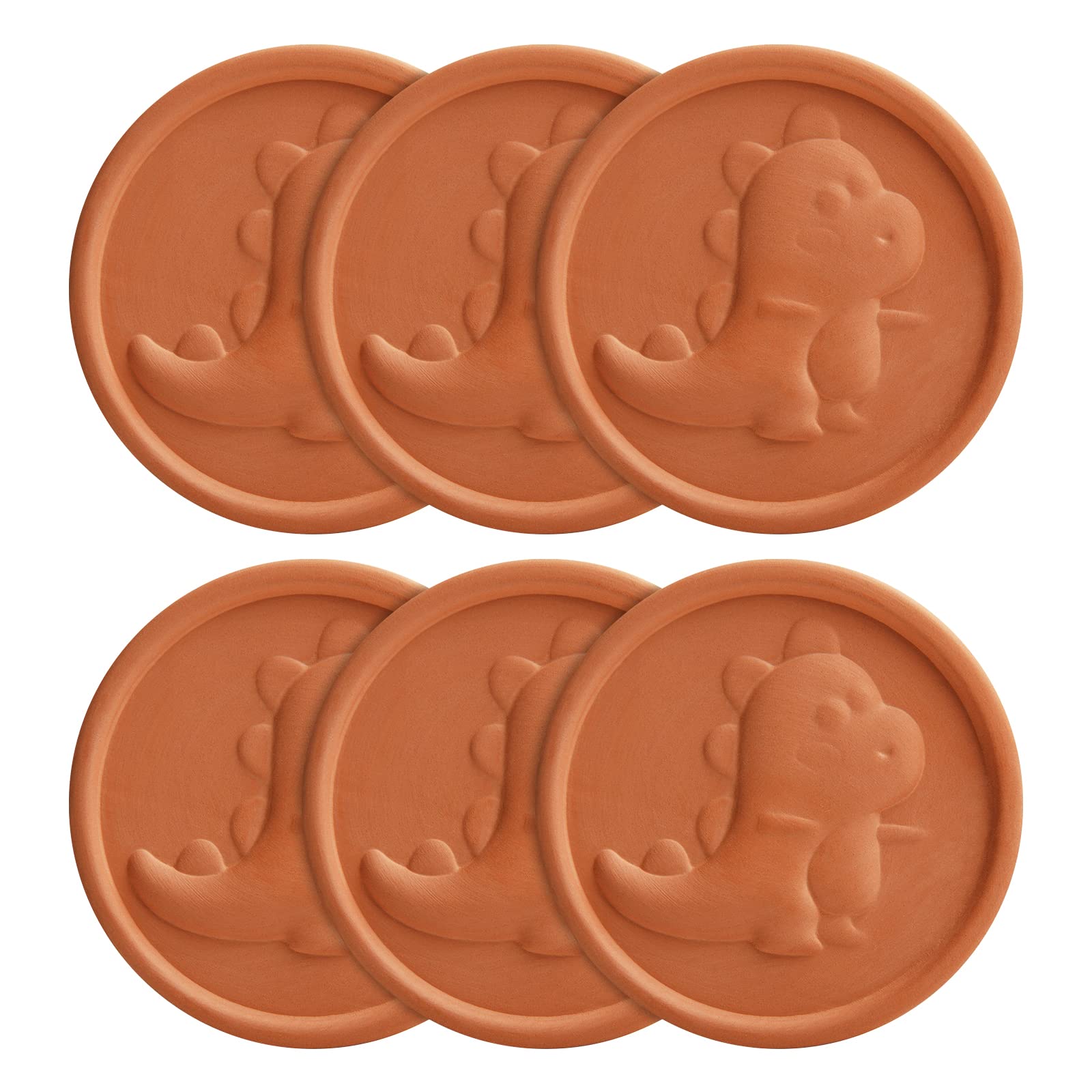 Photo 1 of BARST Brown Sugar Saver and Softener Disc with Lovely Dinosaur Design, Brown Sugar Keeper for Food Storage Containers, Reusable & Food Safe, Terracotta 6 Pack