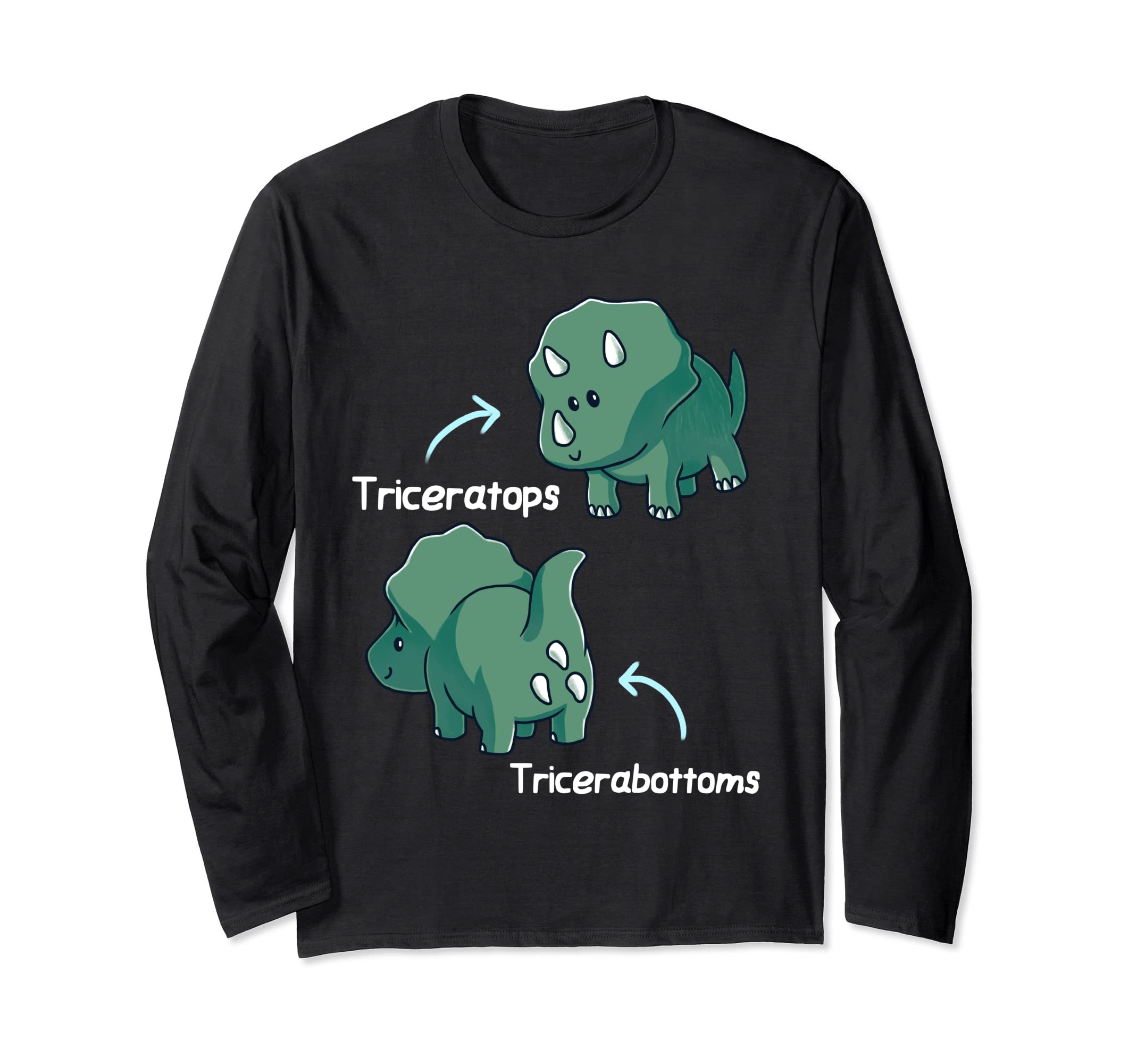 Triceratops Tricerabottoms Funny Dinosaur Nerd Geek Dino Long Sleeve T-Shirt