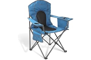 ARROWHEAD OUTDOOR Portable Folding Camping Quad Chair w/ 4-Can Cooler, Cup-Holder, Heavy-Duty Carrying Bag w/Easy Carry Shoulder Strap, Padded Armrests, Supports up to 330lbs, USA-Based Support