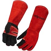 vclpower Animal handling Gloves 16-inch Leather for Women and Small Hands | Reinforced leather, 7.5-inch forearm guard and secure grip, Medium for women and smaller hands, Red