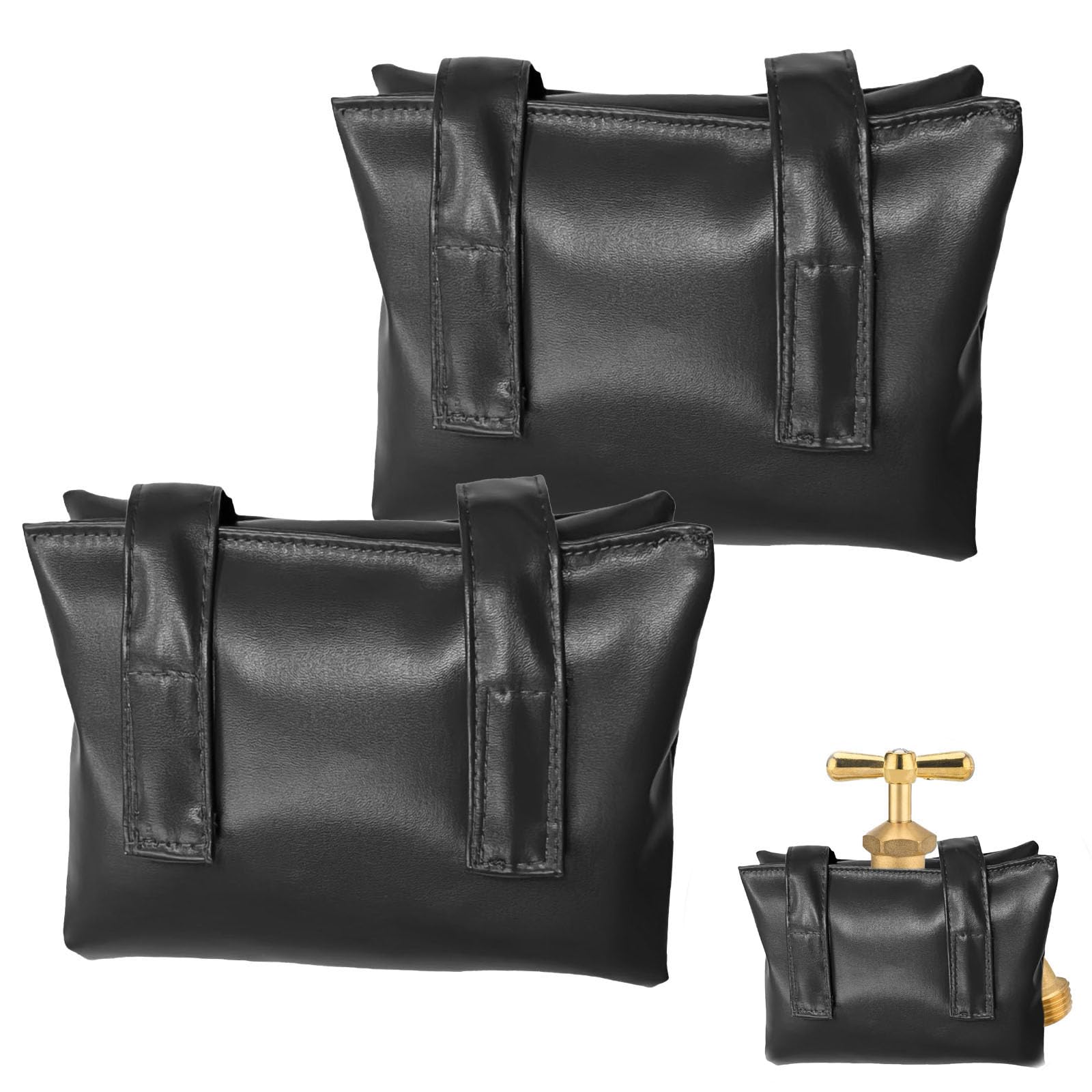 Garden Outside Tap Cover Frost Protector for Winter,2pcs Waterproof Leather Frost Covers for Outside Taps,Outdoor Water Tap Cover Insulated Thermal Tap Jacket Protects Your Tap from Freezing (Black)