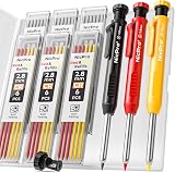 Nicpro 3 Pack Carpenter Pencil with Sharpener 39 Refills Deep Hole Marker