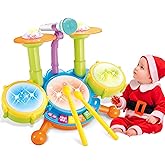 Drum Set for Kids 1-3, Baby Drum Set with Microphone, Kid Toddler Drums Toys for 1 2 3 Year Old Boy Birthday Christmas for Ba