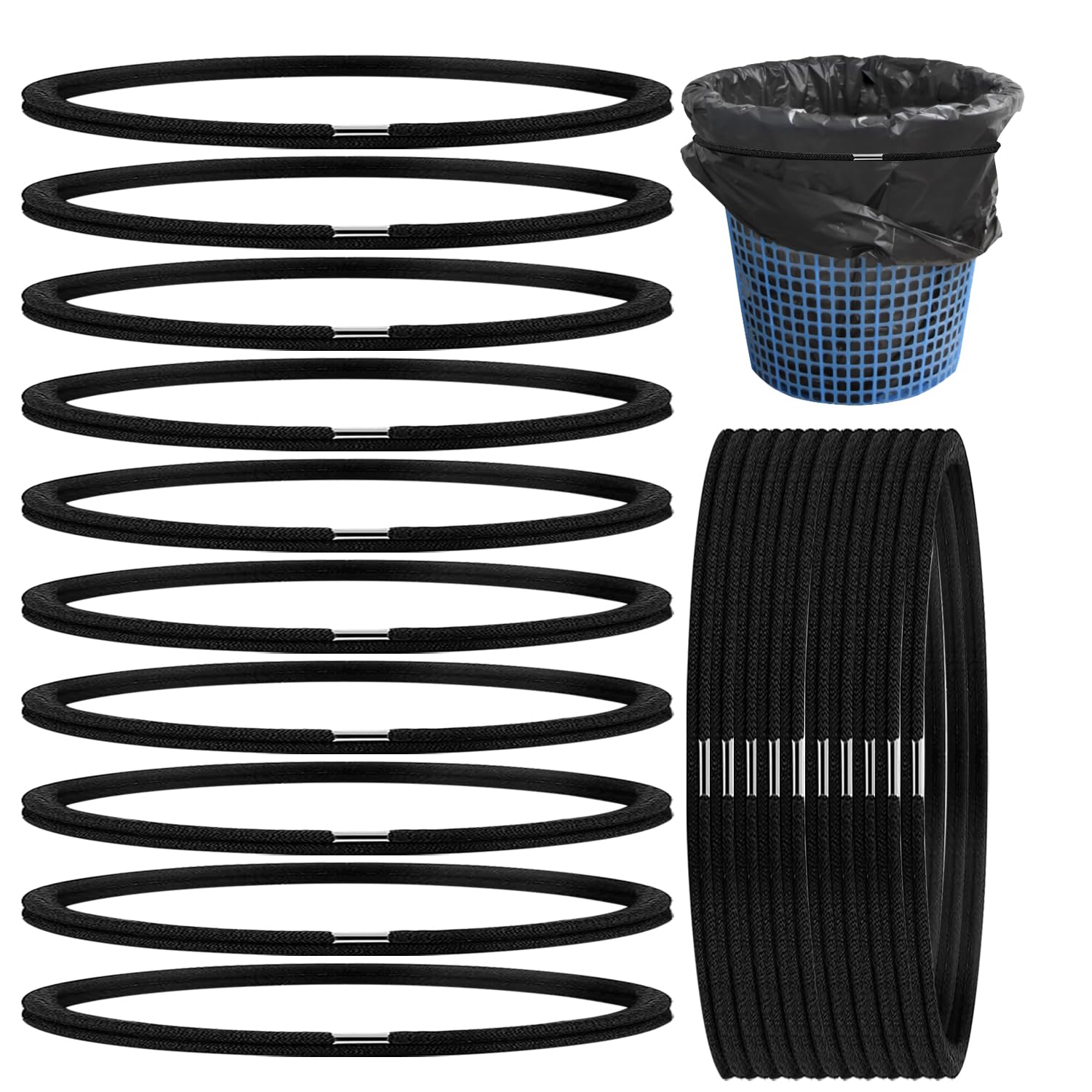 20 Pcs Garbage Can Bands, Elastic Rubber Bands for 13 to 30 Gallon Trash Cans, Waste Box Holder Cabinet Loop Straps for Garbage Bag Liner - Home, Office, School, Indoor, Outdoor