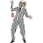 fun shack Black and White Striped Suit Mens Costume, Halloween Costumes for Adults, Halloween Costumes for men
