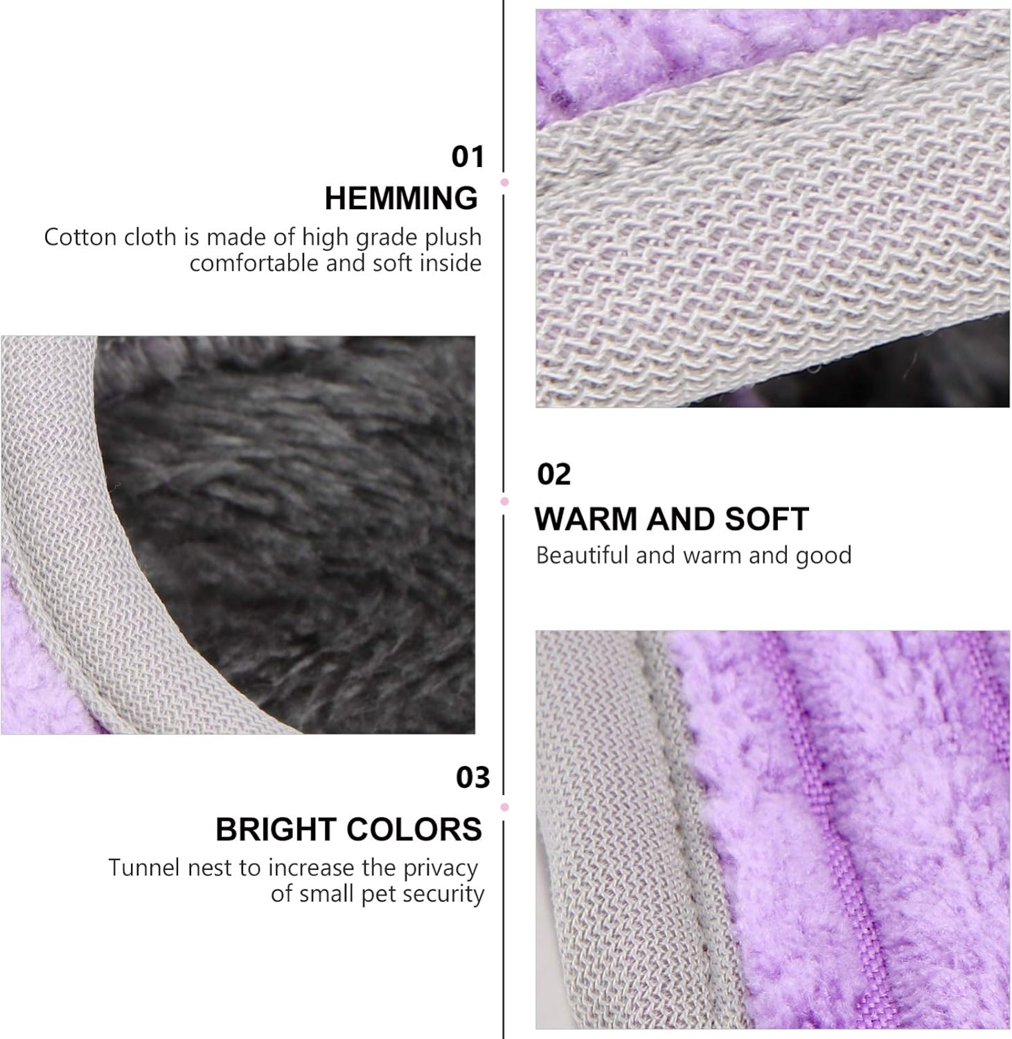 Balacoo Hamster Tunnel Hammock Winter Warm Squirrel Hanging Bed Sleeping Bag Rat Ferret Tunnel Tube Toy Hamster House for Small Animal Pet Purple - Image 4