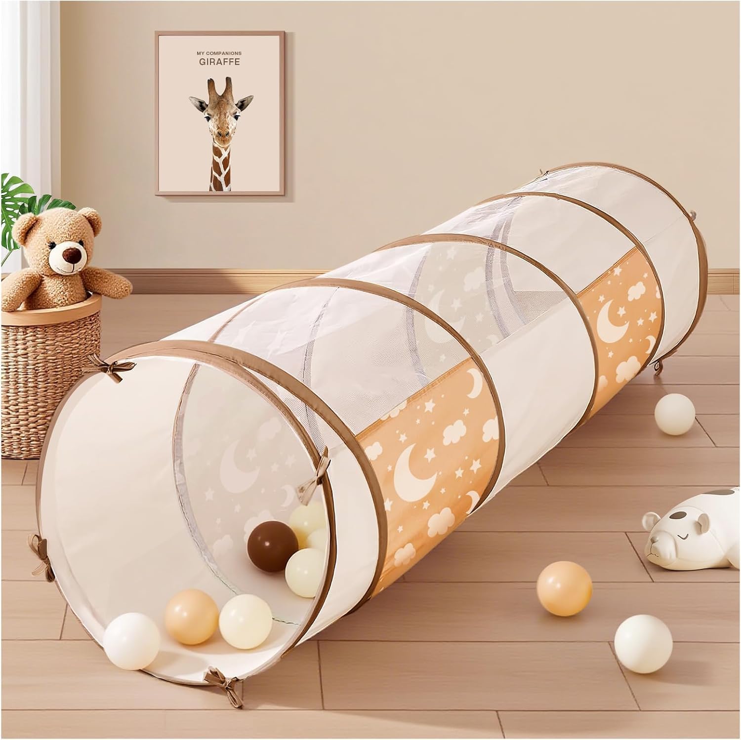 MIAOKE Kids Play Tunnel Indoor,180cm Pop up Tunnel with Breathable Mesh Window & Storage Bag, for All Little Ones, Indoor and Outdoor (Ø 46 cm)