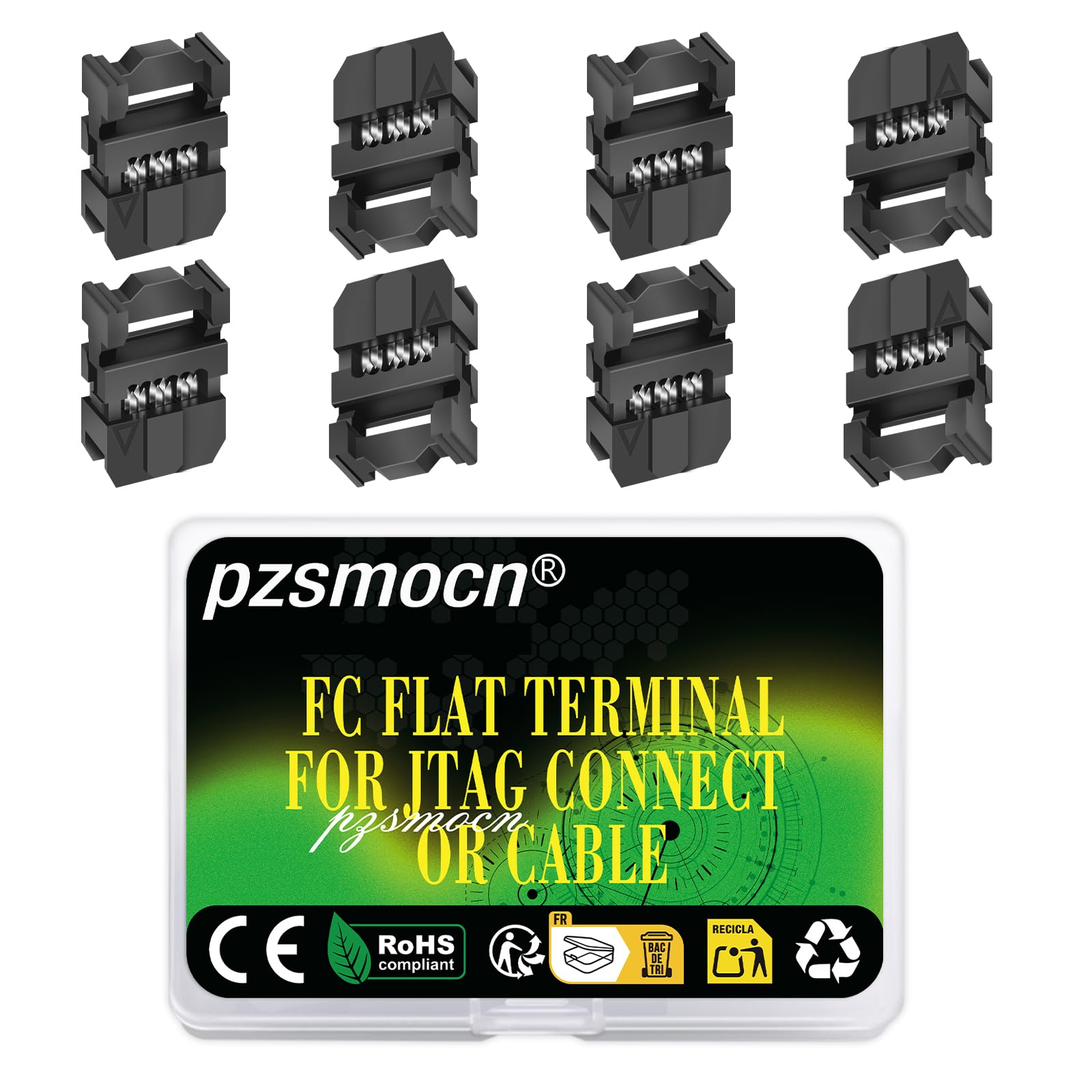 Pzsmocn 20 Sets IDC 2 * 3 Double Row Rectangular Socket Adapter FC Black Crimp Wire Head Three-piece Kit 2.54mm Pitch, 6 Pin FC-Female Terminal Connector, for JTAG Flat Ribbon Cable.