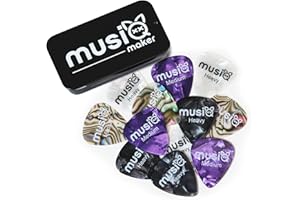 MUSIQ MAKER Guitar Picks | 12 Pack - Medium & Heavy - Variety Pack | Acoustic & Electric Guitar Picks, Celluloid Material