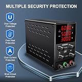 RUZIZAO 60V 5A DC Power Supply Variable Bench Regulated LCD 4-Digit view 3