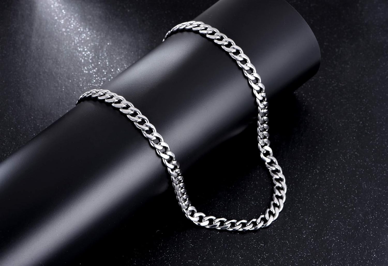 FOSIR 5mm Stainless Steel Flat Cuban link Chain for Men Silver Curb Necklace,18-30inches - Image 4