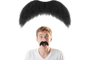 YINGKIS Fake Mustache Beard - Self Adhesive Bushy Novelty Mustache Costume Accessory for Halloween, Cosplay and Funny Party Supplies