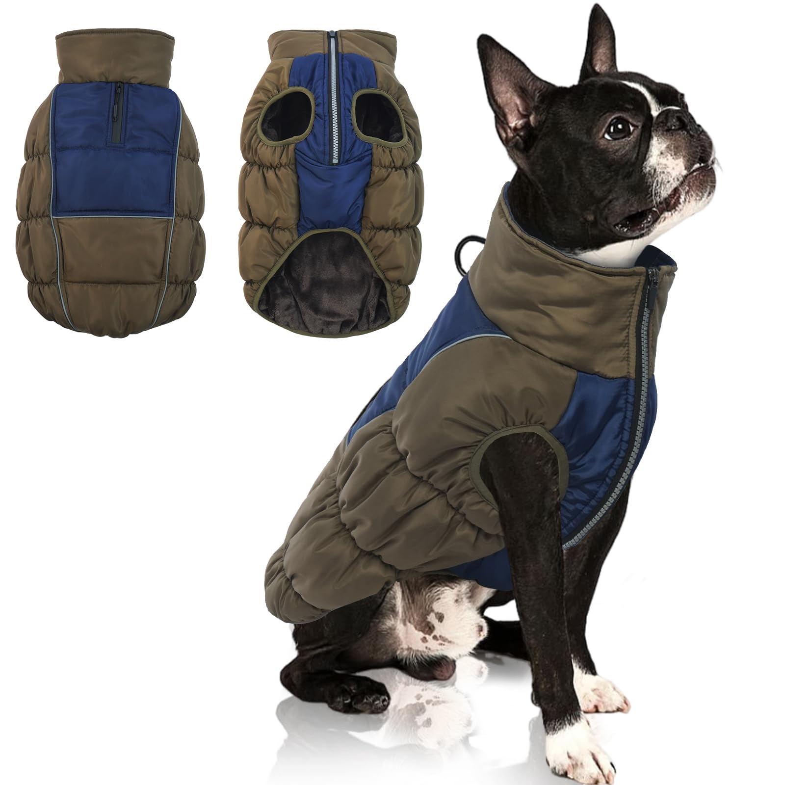 IECOii Dog Coats For Medium Dogs Waterproof,M Size Dog Coat With Zipper,Dog's Coats For Medium Dogs,Fleece Lined Warm Pet Jacket Winter Doggy Clothes,Reflective Pet Cold Weather Coats For Outdoor,M