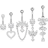 Dangle Belly Button Rings Piercing Jewelry for Women Surgical Stainless Steel Navel Dangly