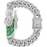 GXLYFG San Judas Tadeo Bracelet Stainless Steel Plated Saint Jude Pendant Catholic Mexican Bracelets For Men 311