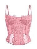 Dealmore Corset Tops For Women Going Out Lace Mesh