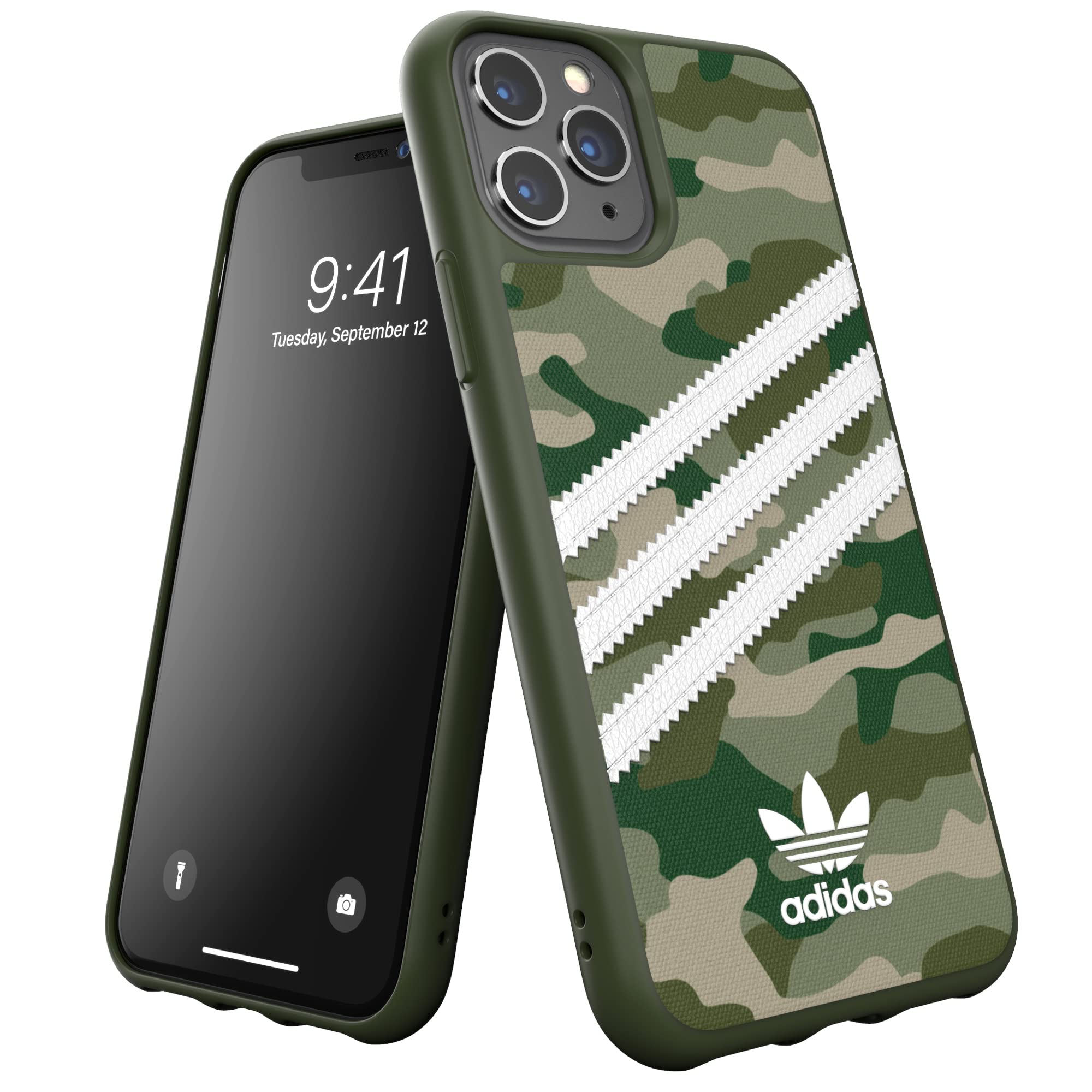 adidas Custodia Originals Compatible with iPhone 11 Pro, Protective Cover for Stampata Phone - Green Mimetico