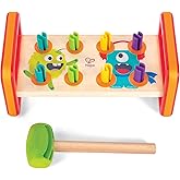 Hape: Wooden Monster Hammer Bench with 8 Pegs - Educational Toy for Kids & Toddlers, Fun Monster Design for Motor Skills Development