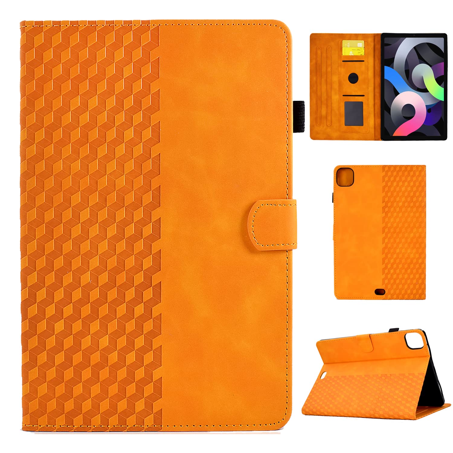 CASAFUNY iPad Air 5 Case, PU Leather Tablet Cover with Auto Sleep/Wake for iPad Air 5th Generation, 10.9 Inch, Orange