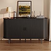 Buffet Sideboard Cabinet with Storage, 55" Fluted Cabinet with Sliding Door & Adjustable Shelf, Modern Accent Coffee Bar Cons