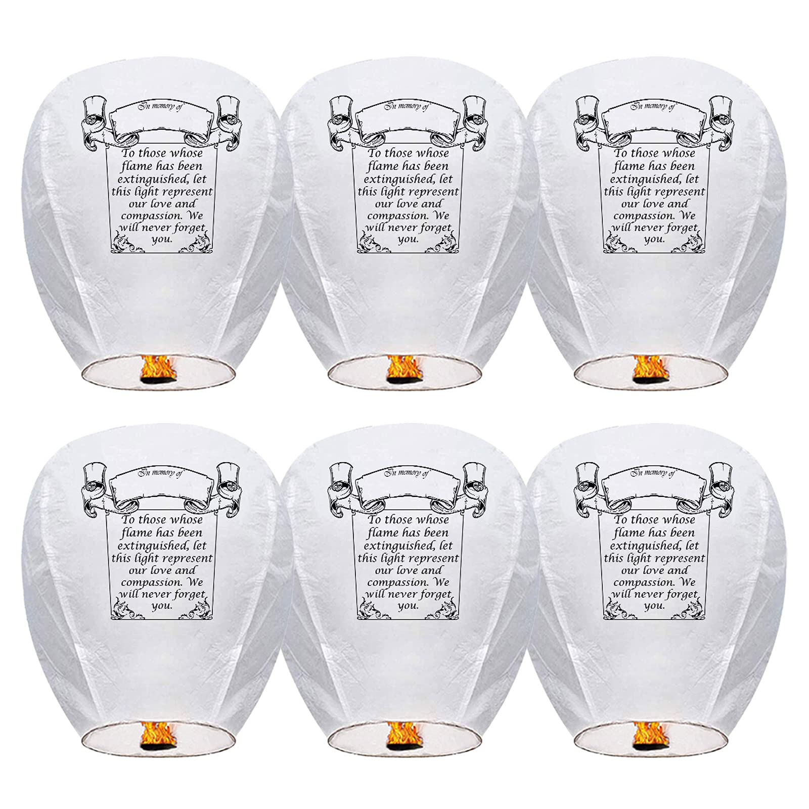 Douzi Chinese Sky Lanterns (6 Pack) 100% Biodegradable No Assembly Required - Beautiful Lantern for White for Weddings, Birthdays, Parties,Memorials and Much More