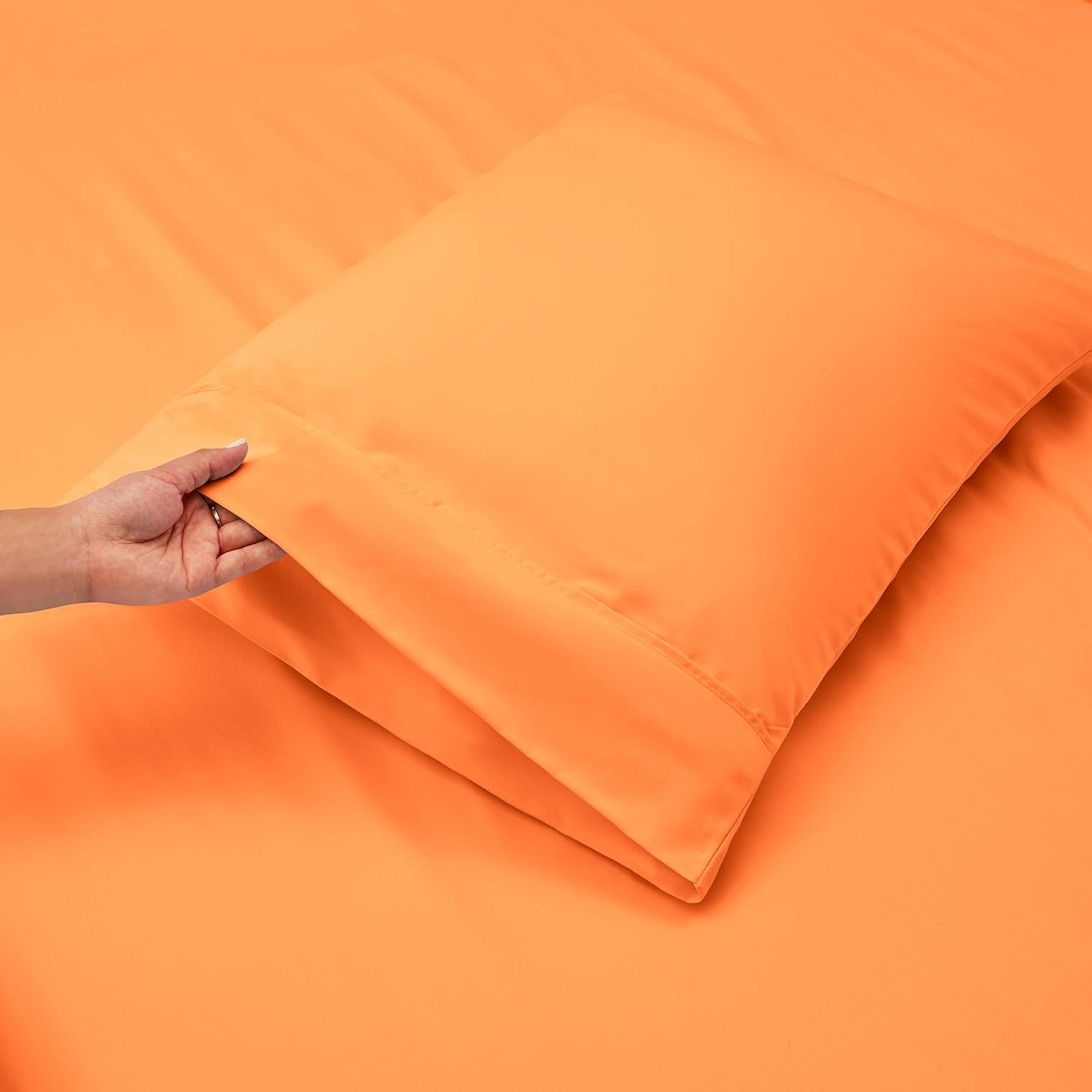 Bedding Nestl Extra Orange/Orange. Buff Apricot 6pc Set Sheet Fitted