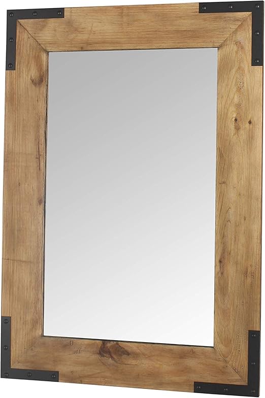 Decomust Miroir Mural Rectangulaire En Bois Avec Coins En Metal Noir 61 X 94 Cm Amazon Fr Cuisine Maison