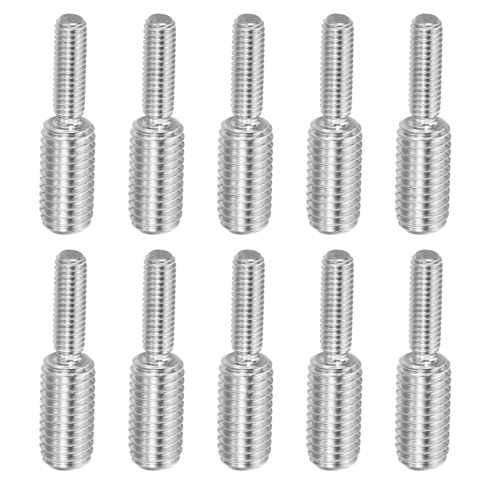 PATIKIL M6x20mm to M10x20mm Double End Threaded Stud Screw Bolt, 10 Pack 304 Stainless Steel Rod Bolts Thread Reducer Adapter for Furniture Fastener, Hardware Connectors