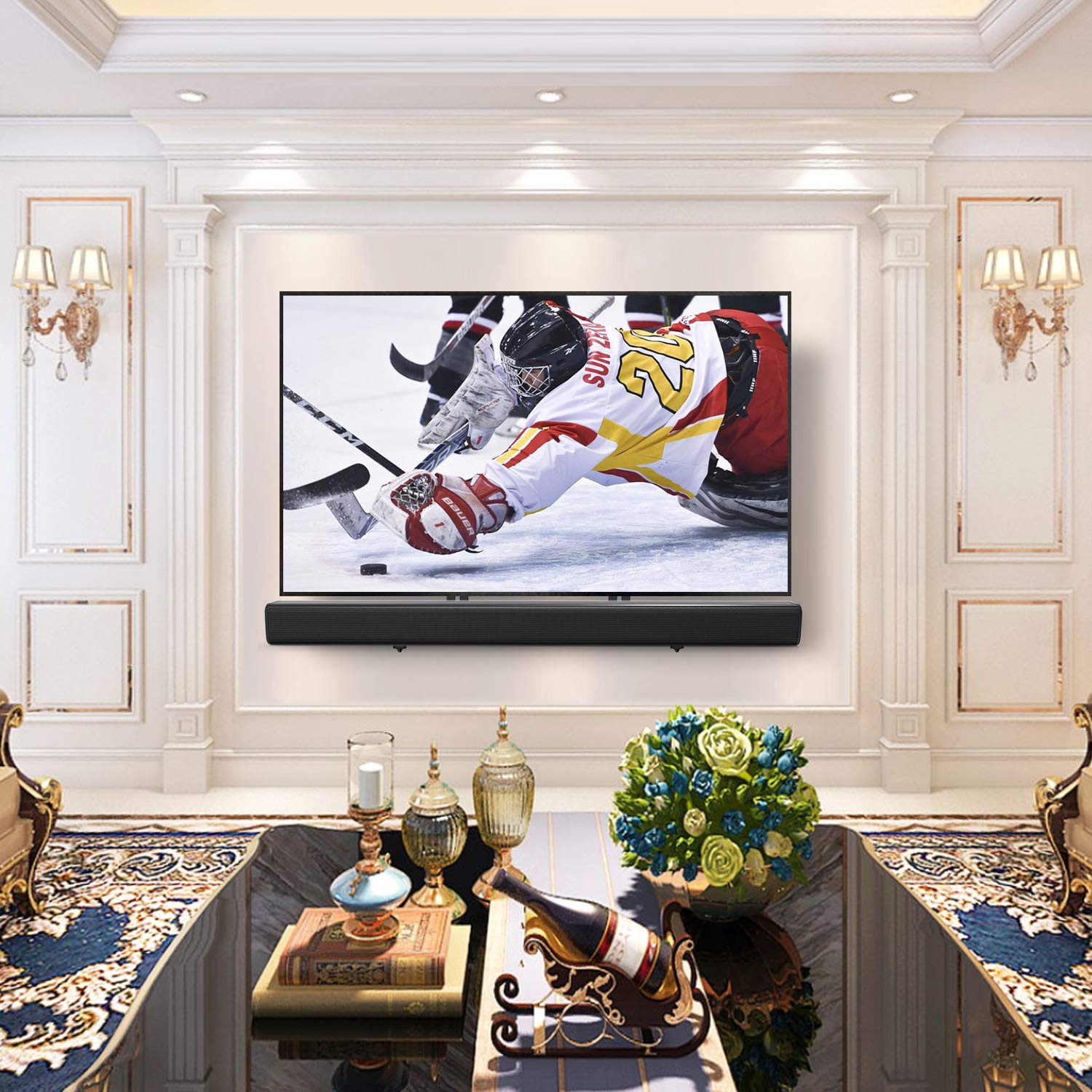 Mounting Dream Universal Soundbar Mount for SONOS Beam, Sound Bar Bracket for Soundbar with Holes/Without Holes, Non-Slip Base Holder Extends 3.4" to 6.1", Safe and Easy to Install MD5425