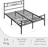 Yaheetech 5ft King Bed Frame Cloud Headboard Metal Slats 32cm Under-bed Black view 2