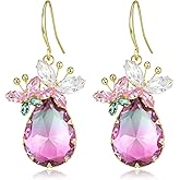 EleQueen Elegant Teardrop Crystal Dangle Fish Hook Earrings for Women, Dainty Waterdrop Jewelry Gift for Anniversary/Valentines day