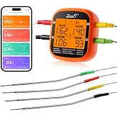 ZvnFi Instant Read Food Meat Thermometer Wireless Digital with LCD Display and 4 Stainless Probes,Advanced Electronic Thermometer Waterproof for BBQ Cooking Kitchen Outside Grill
