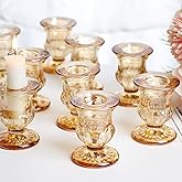 Letine Gold Candlestick Holders Set of 12-2.5" H Taper Candle Holders Bulk -Gold Glass Candle Holder for Valentine's Day, Christmas, Rustic Wedding Centerpieces, Party Decor